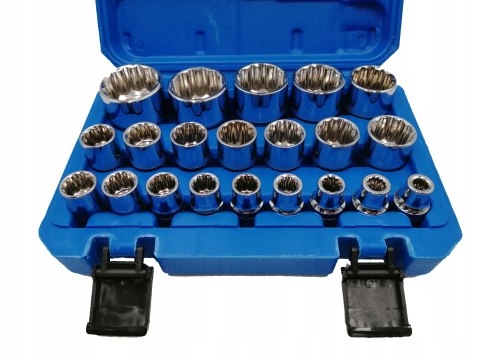 NASADKI SPLINE. KLUCZE ZESTAW NASADEK 12-KĄTNE 8-36MM 1/2 WALIZKA 21 EL