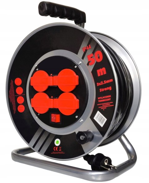 Przedłużacz bębnowy KAMALINK 50 m 4 szt. gniazd czarny