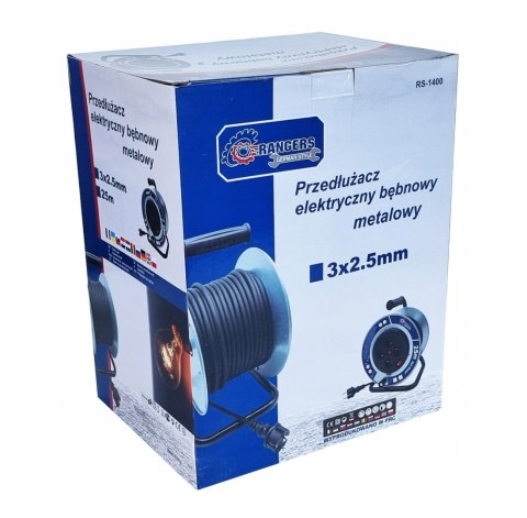 Przedłużacz bębnowy, ogrodowy RANGERS 50 m 4 szt. gniazd niebieski