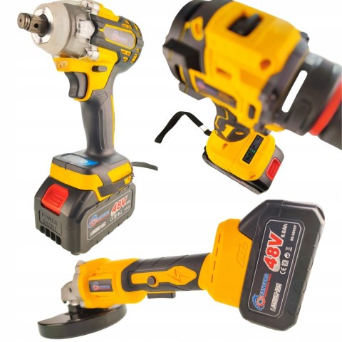 Zestaw narzędzi akumulatorowych 3W1 6Ah WKRĘTARKA SZLIFIERKA KLUCZ 48V