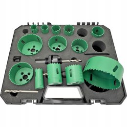 Zestaw otwornic Bi-Metal 16szt 19-82mm Do metalu drewna + Adapter