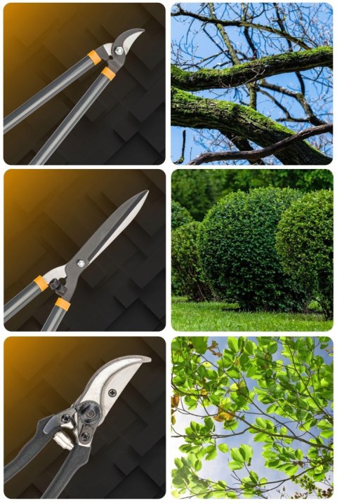 ZESTAW SEKATORÓW I NOŻYC OGRODOWYCH DO GAŁĘZI KRZEWÓW ŻYWOPŁOTU 3 SZT