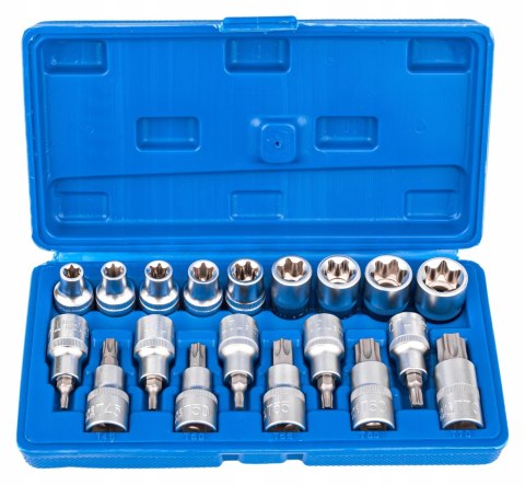 KLUCZE NASADOWE TORX SPLINE 1/2" CALA NASADKI BITY ZESTAW KLUCZY 19el