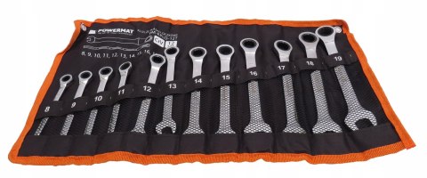 KLUCZE PŁASKO OCZKOWE Z GRZECHOTKĄ ZESTAW KLUCZY KOMPLET 12EL. 8-19MM CrV