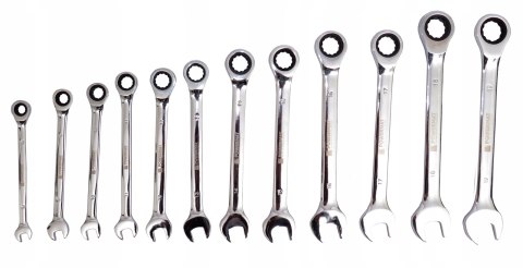 KLUCZE PŁASKO OCZKOWE Z GRZECHOTKĄ ZESTAW KLUCZY KOMPLET 12EL. 8-19MM CrV