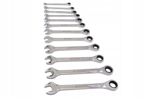 KLUCZE PŁASKO OCZKOWE Z GRZECHOTKĄ ZESTAW KLUCZY KOMPLET 12EL. 8-19MM CrV