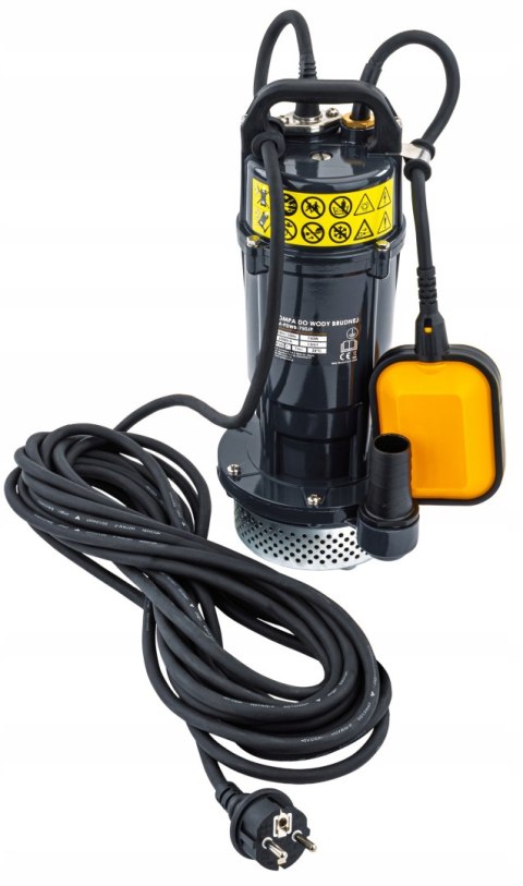 POMPA DO WODY CZYSTEJ BRUDNEJ Z PŁYWAKIEM ZATAPIALNA MOCNA 750W 6000 l/h 1"