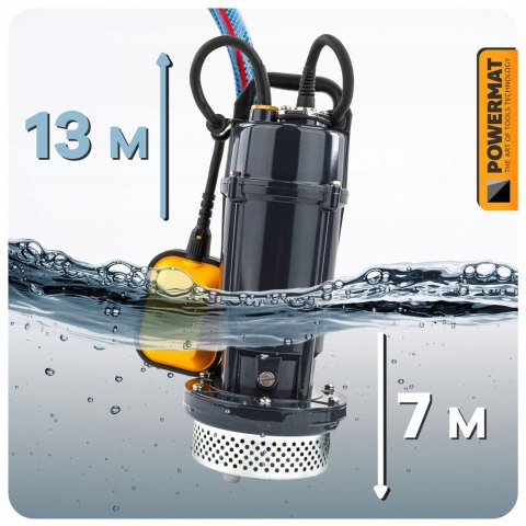 POMPA DO WODY CZYSTEJ BRUDNEJ Z PŁYWAKIEM ZATAPIALNA MOCNA 750W 6000 l/h 1"