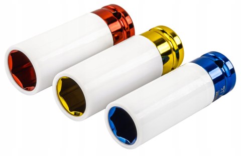 ZESTAW NASADEK UDAROWYCH DO FELG ALUMINIOWYCH 17/19/21 MM KOLOROWE 3 SZT