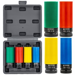 ZESTAW NASADEK UDAROWYCH DO FELG ALUMINIOWYCH 17/19/21/22 MM KOLOROWE 4 SZT