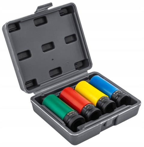 ZESTAW NASADEK UDAROWYCH DO FELG ALUMINIOWYCH 17/19/21/22 MM KOLOROWE 4 SZT