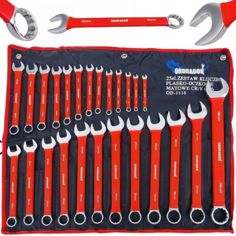 KLUCZE PŁASKO-OCZKOWE KLUCZE PŁASKIE ZESTAW KLUCZY Z GUMĄ ETUI 6-36mm 25EL