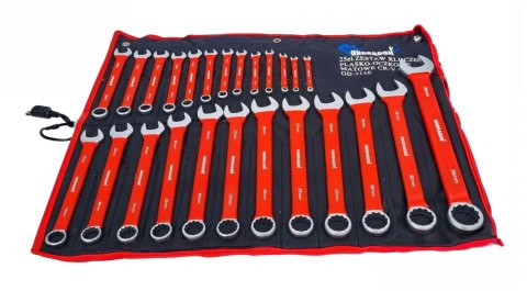 KLUCZE PŁASKO-OCZKOWE KLUCZE PŁASKIE ZESTAW KLUCZY Z GUMĄ ETUI 6-36mm 25EL