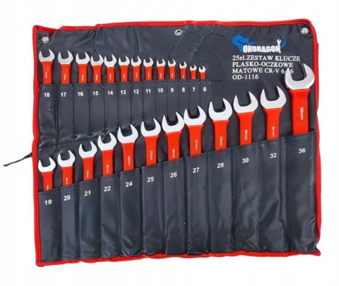 KLUCZE PŁASKO-OCZKOWE KLUCZE PŁASKIE ZESTAW KLUCZY Z GUMĄ ETUI 6-36mm 25EL