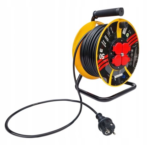 Przedłużacz bębnowy, ogrodowy Ondragon 50 m 4 szt. gniazd czarny 3x2,5