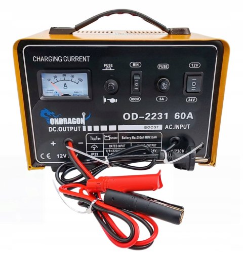 ROZRUCH 12/24V PROSTOWNIK SAMOCHODOWY Z ROZRUCHEM DO ŁADOWANIA MOCNY 60A