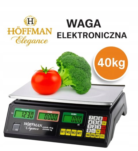 WAGA SKLEPOWA MAGAZYNOWA 40 kg / 2g ELEKTRONICZNA DOKŁADNA WYŚWIETLACZE LCD