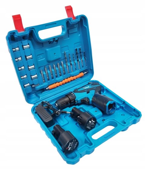 WKRĘTARKA WIERTARKA AKUMULATOROWA 2xAKU NASADKI BITY LED WALIZKA ZESTAW 21V