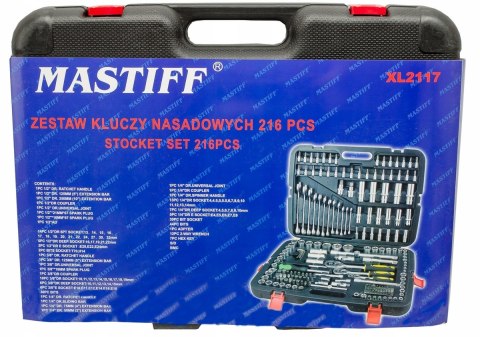 Klucze Nasadowe Bity Grzechotka Zestaw 216el. Walizka Solidna Stal +