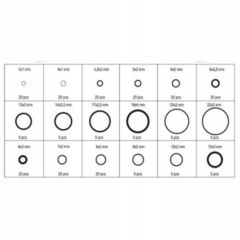 ORINGI GUMKI USZCZELKI GUMOWE OLEJOODPORNE 225SZT.1-4 MM O-RINGI ORGANIZER
