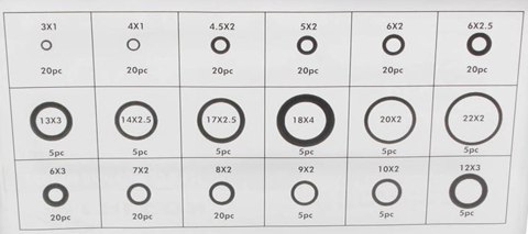 ORINGI GUMKI USZCZELKI GUMOWE OLEJOODPORNE 225SZT.1-4 MM O-RINGI ORGANIZER
