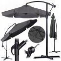 PARASOL OGRODOWY SZARY DUŻY SKŁĄDANY REGULOWANY Z WYSIEGNIKIEM 350CM 3,5M