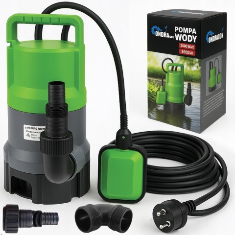 POMPA ZATAPIALNA DO WODY CZYSTEJ BRUDNEJ DESZCZÓWKI z PŁYWAKIEM 2000W mocna