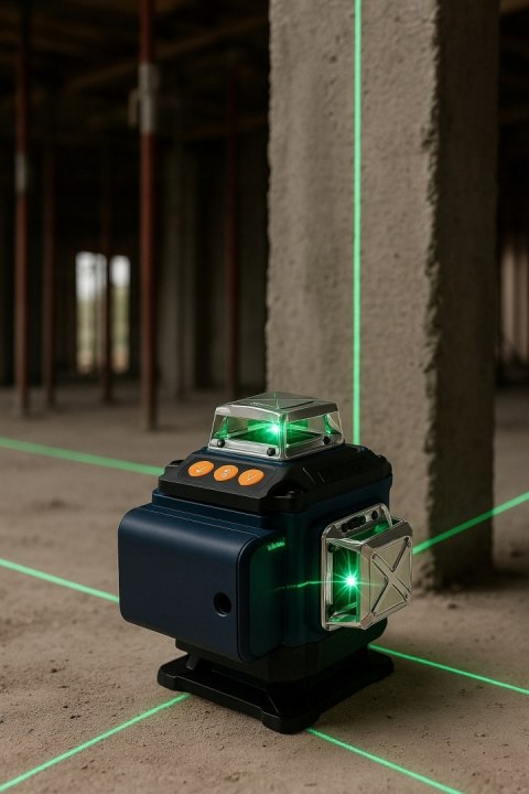 POZIOMICA LASEROWA LASER KRZYŻOWY ZIELONY SAMOPOZIOMUJĄCA 4D 360 2 BATERIE