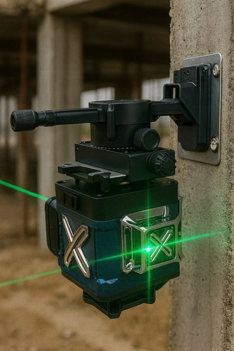 POZIOMICA LASEROWA LASER KRZYŻOWY ZIELONY SAMOPOZIOMUJĄCA 4D 360 2 BATERIE