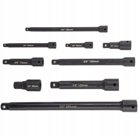 ZESTAW PRZEDŁUŻEK UDAROWYCH 1/4 3/8 1/2 UDAR KLUCZY NASADKI 9 EL