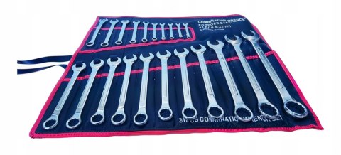 21EL KLUCZE PŁASKIE OCZKOWE 6-32 ZESTAW Komplet Kluczy Płaskich Pokrowiec