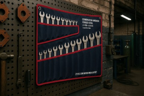 21EL KLUCZE PŁASKIE OCZKOWE 6-32 ZESTAW Komplet Kluczy Płaskich Pokrowiec