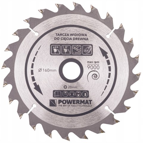 Tarcza WIDIOWA Do Drewna Piły Piła 160 x 20 mm 24Z