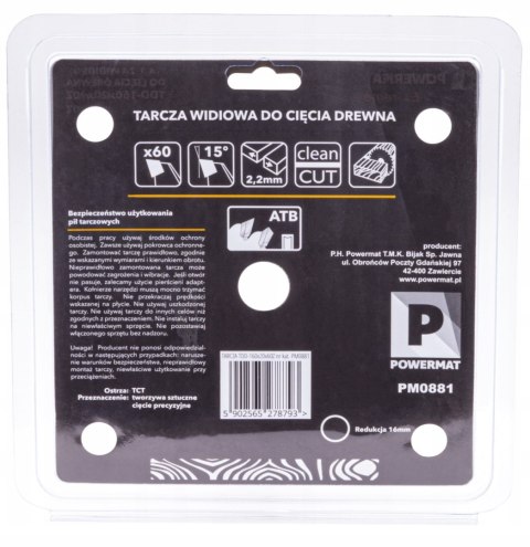 Tarcza WIDIOWA Do Drewna Piły Piła 160 x 20 mm 60Z