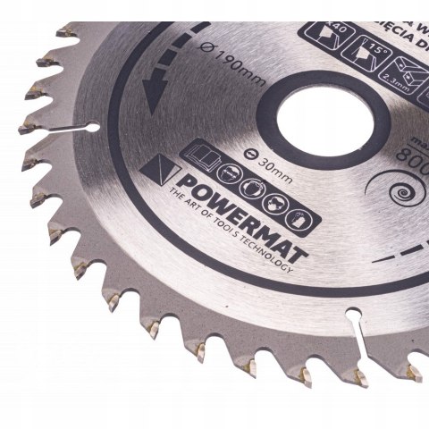 Tarcza WIDIOWA Do Drewna Piły Piła 190 x 30 mm 40Z