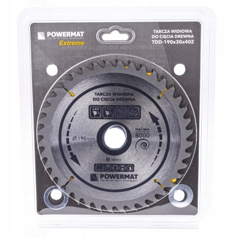 Tarcza WIDIOWA Do Drewna Piły Piła 190 x 30 mm 40Z