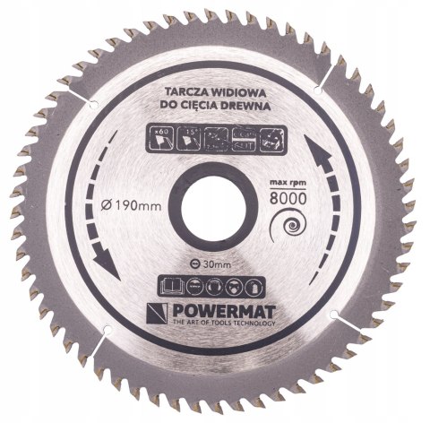 Tarcza WIDIOWA Do Drewna Piły Piła 190 x 30 mm 60Z