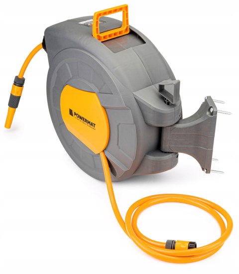 AUTOMATYCZNY BĘBEN ZWIJACZ NA WĄŻ OGRODOWY NAŚCIENNY 1/2 20m + PISTOLET PRO