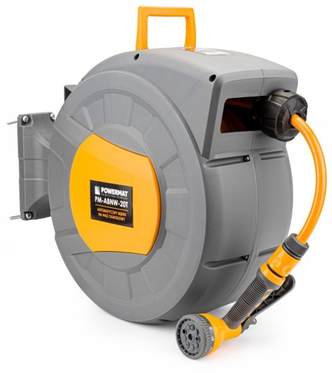 AUTOMATYCZNY BĘBEN ZWIJACZ NA WĄŻ OGRODOWY NAŚCIENNY 1/2 20m + PISTOLET PRO