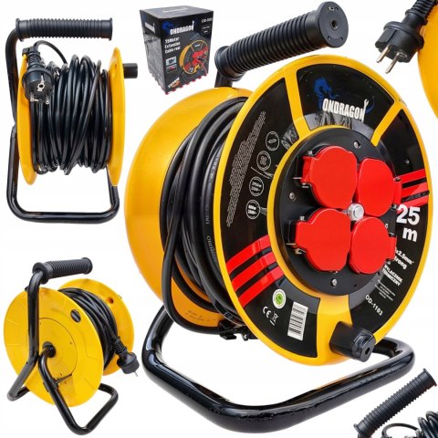 K PRZEDŁUŻACZ BĘBNOWY BUDOWLANY OGRODOWY 25M 3x2,5 KABEL NA BĘBNIE +BLOKADA