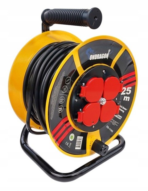 K PRZEDŁUŻACZ BĘBNOWY BUDOWLANY OGRODOWY 25M 3x2,5 KABEL NA BĘBNIE +BLOKADA