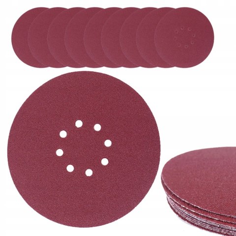 PAPIER ŚCIERNY Z DZIURAMI I RZEPEM NA DYSK 225MM P40 10 SZTUK