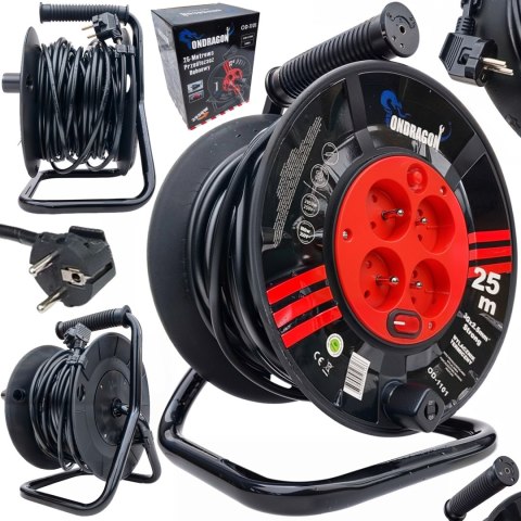PRZEDŁUŻACZ BĘBNOWY BUDOWLANY DO OGRODU 25M 3x2,5 KABEL NA BĘBNIE +BLOKADA0
