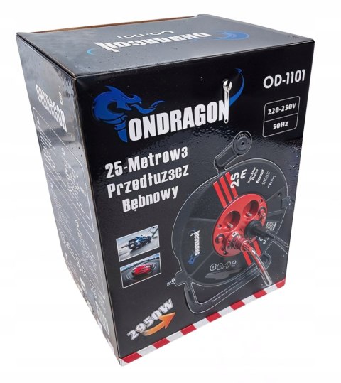 PRZEDŁUŻACZ BĘBNOWY BUDOWLANY DO OGRODU 25M 3x2,5 KABEL NA BĘBNIE +BLOKADA0
