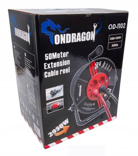 PRZEDŁUŻACZ BĘBNOWY BUDOWLANY DO OGRODU 50M 3x2,5 KABEL NA BĘBNIE +BLOKADA