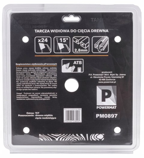 Tarcza WIDIOWA Do Drewna Piły Piła 255 x 30 mm 24Z