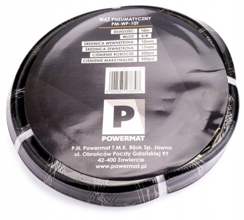 WĄŻ PNEUMATYCZNY PRZEWÓD DO KOMPRESORA 10x17MM 10M GUMOWY ELASTYCZNY MOCNY