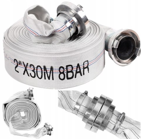 WĄŻ STRAŻACKI DO SZAMBA BRUDNEJ WODY 2 cale 52mm 30m SZYBKOZŁĄCZA DO POMPY