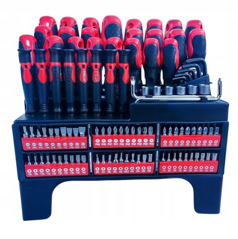 ZESTAW NARZĘDZIOWY ŚRUBOKRĘTY WKRĘTAKI BITY STOJAK 126-EL MISKA MAGNETYCZNA