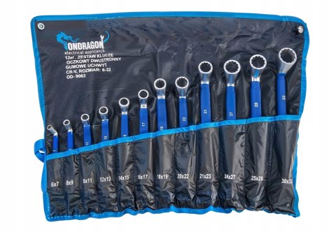 6-32 WYGIĘTE GIĘTE KLUCZE DWUSTRONNE OCZKOWE Z GUMĄ ZESTAW 12EL ETUI PRO